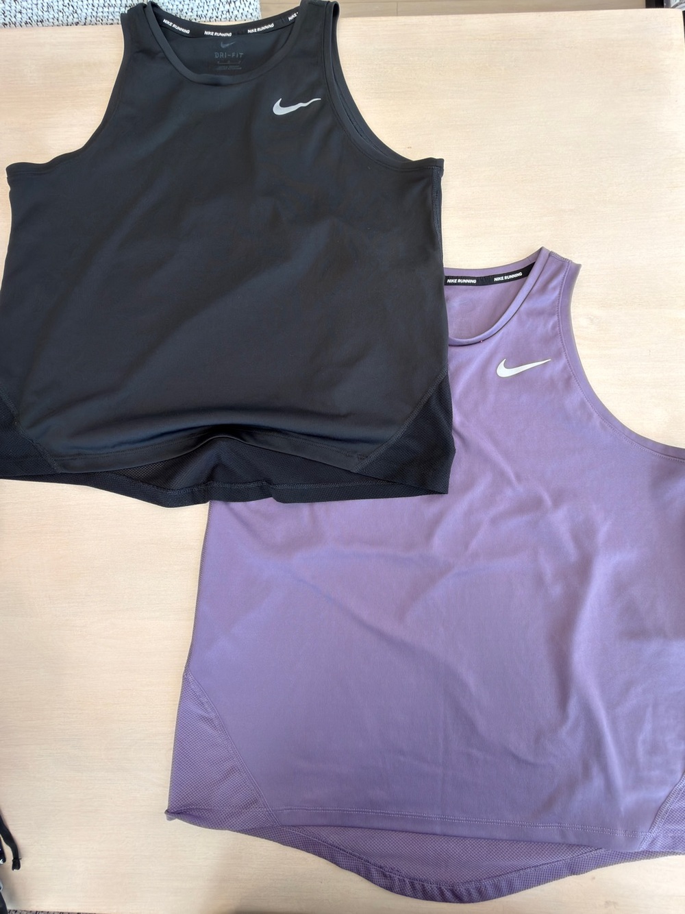 Nike Women's Tank Top Duo - Black Medium & Lavender Large -
